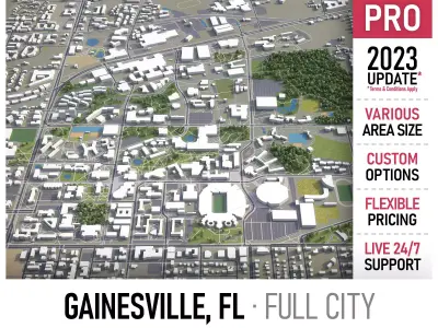 Gainesville - 3D City Model Low-poly 3D model