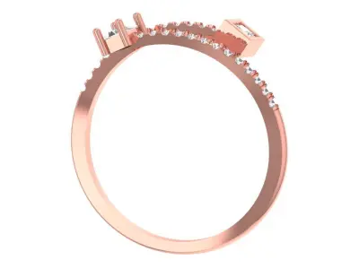 Open End Light Weight Baguette Princess Stone Band Ring 3D print model