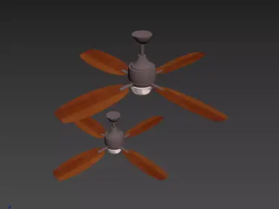 Modern 4-Blade Ceiling Fan with Light Set 3D model