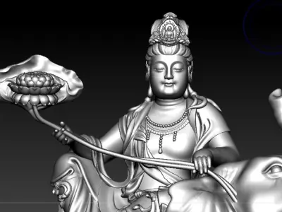 Buddha and Bodhisattva Manjushri and Bodhisattva Universal sage 3D print model