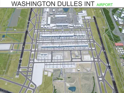 Washington Dulles International Airport 12km Low-poly 3D model
