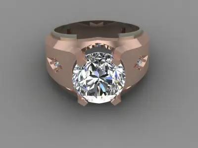 Rose Gold Men Diamond Ring 3D print model 3D print model 2