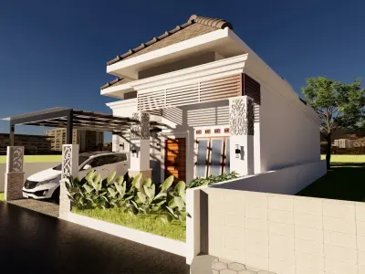 1 Floor House desain Balinese Style full interior 3D model