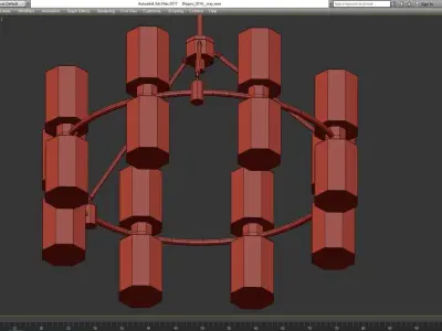 Frosted Ribbed Glass Shades Mounted Chandelier low poly 3d model Low-poly 3D model