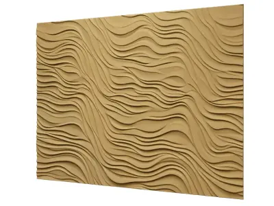 Modern Wave Decorative Relief Wall Decor Set STL Mural CNC 401 3D model