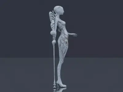 Sci-fi character statue Low-poly 3D model