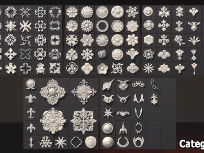 1582 Ornament Brushes Kitbash Pack Architectural Classic Bundle  3D model