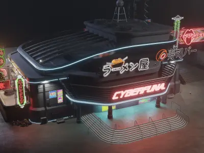 Cyberpunk Game Hall Low-poly 3D model
