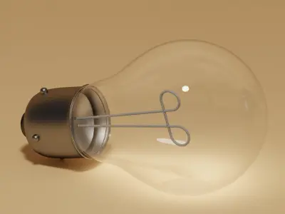 Simple Cute Incandescent Light Bulb Low-poly 3D model