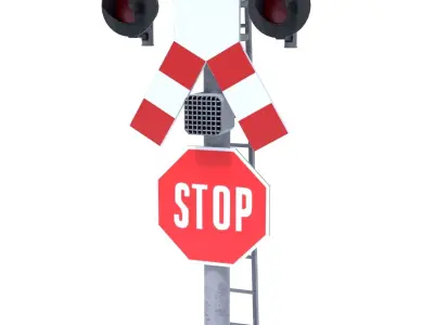 Rail Crossing Traffic Light 4 3D model