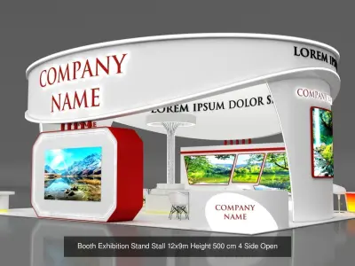 4 Exhibition Stand Stall Booth 3D model 3D Model Collection 3D Model Pack