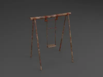 Old Rusty Swings pack set NAT Low-poly 3D model