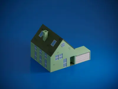 Cartoon Houses Low- Poly Low-poly 3D model