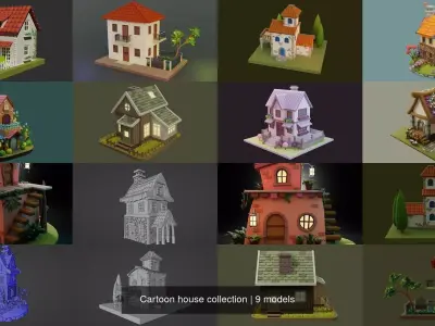Cartoon house collection 3D Model Pack