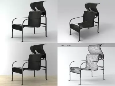 Singel four different chairs with metal frame Free 3D model