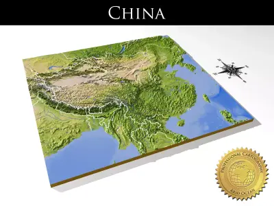 China High resolution 3D relief maps 3D model