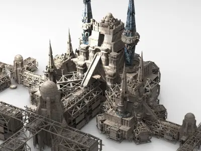 Ancient Mars pyramid structure 3D model