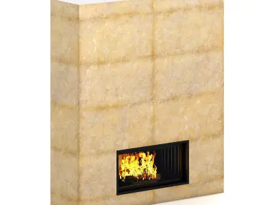 Large Stone Fireplace 3D model