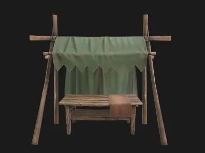 Army Market Tent Low-poly 3D model