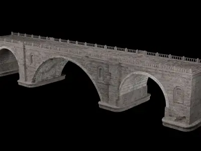 ROMAN BRIDGE GREEK ANCIENT ROAD RAIL OLD STONE COLLECTION Low-poly 3D model