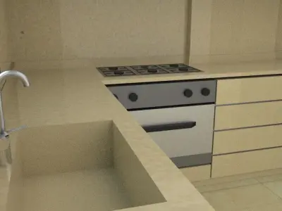 Modern Kitchen Minimalist Design with Built-in Oven Low-poly 3D model