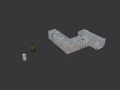 City Roof Props Pack for mobile games Low-poly 3D model