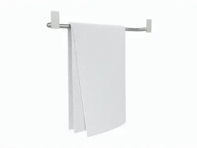 Metal Towel Rail with folded Towel 01 3D model