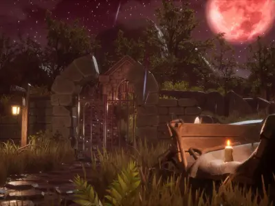 Abandoned Graveyard Low-poly 3D model