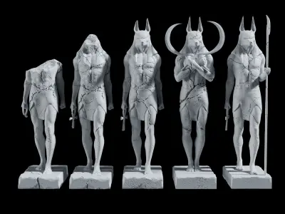 Anubis Statues Free 3D model