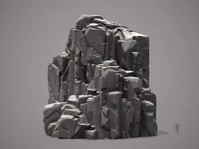 Large Stylized Modular Cliff Rock - Game Ready Low-poly 3D model