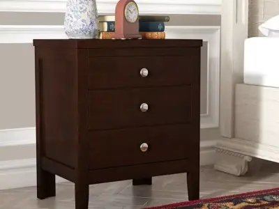 Conrad 3 - Drawer Solid Wood Nightstand 3D model