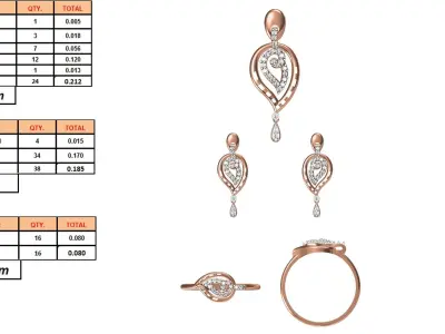 Light wt Ring Earrings Pendant set stl jcd 1-render details 3D print model 7