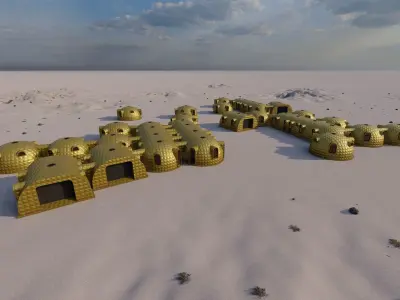  Synergistic Martian Dwellings - Regional Ecosystem Integration 3D model