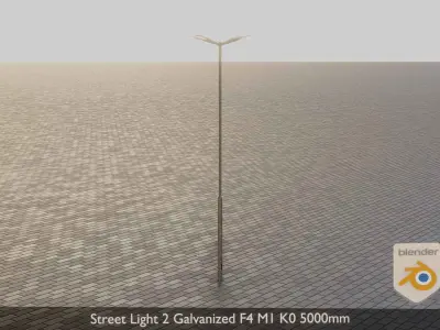 Street Light 2 Galvanized F4 M1 K0 5000mm Low-poly 3D model