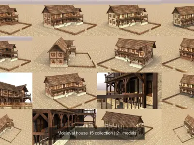 Mdeieval house 15 collection 3D Model Pack