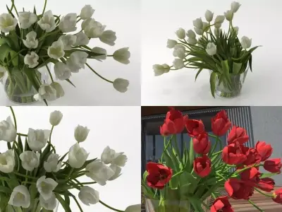T 01 tulips in vase 3D model