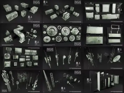 ROOFTOP Props Collection Kitbash 3D model