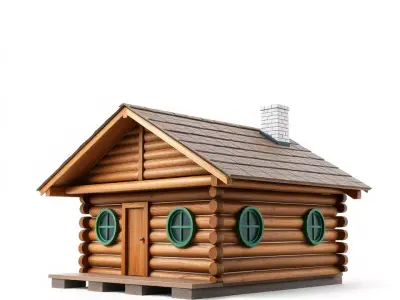 Rustic Log Cabin model pack Low-poly 3D model