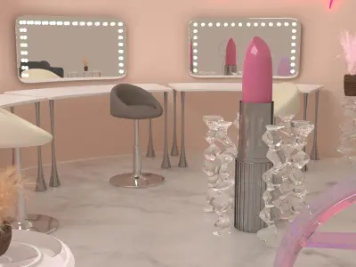 Makeup booth Low-poly 3D model
