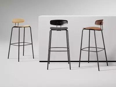 Okito Ply Bar Chair 3D model