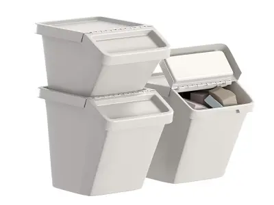 Ikea Sortera Recycling bins white 3D model