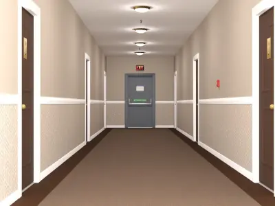 Apartment Hallway Corridor Low-poly 3D model