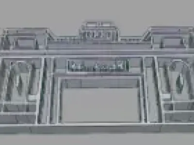 china building with door 3D model