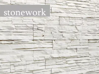 Stone slate wall white  3D model
