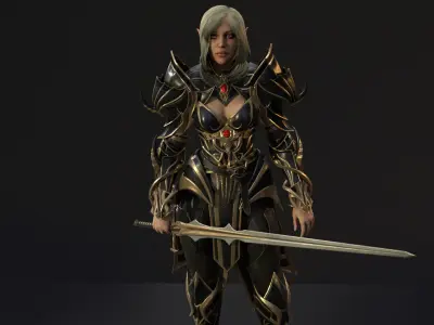 ElfGirlFighter Low-poly 3D model