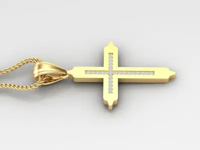 High Cross Pendant Light Gold 18K 4CP035 3D print model