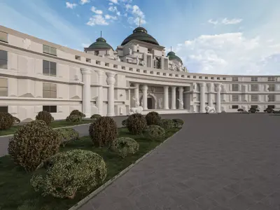 Grand Neoclassical Monumental Palace   Roman Architecture Low-poly 3D model
