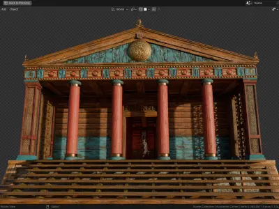 Ancient Greek Doric Wooden Temple Modular Pieces  3D model
