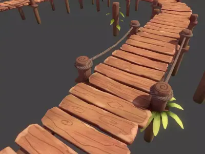Toon Modular Bridge - Game Props Low-poly 3D model
