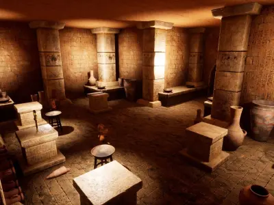 Modular Egypt Tomb Low-poly 3D model